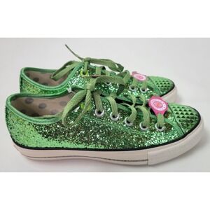 NWT‎ Skechers Daddy's Money Gimme Low Glimmer Glitter Explosion Green 39424 sz 7